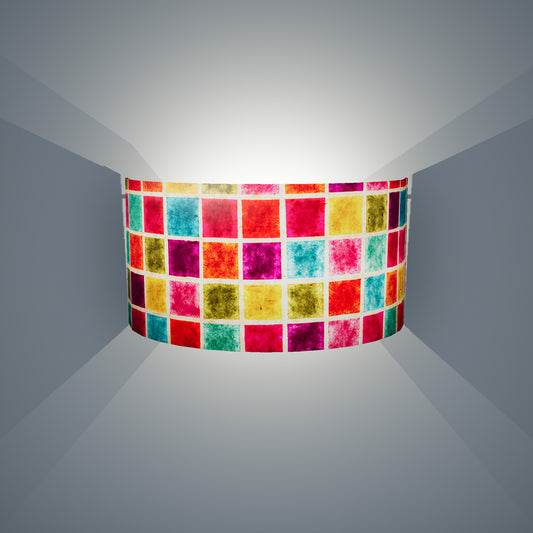 Wall Light - P01 - Batik Multi Square, 36cm(wide) x 20cm(h) - Imbue Lighting