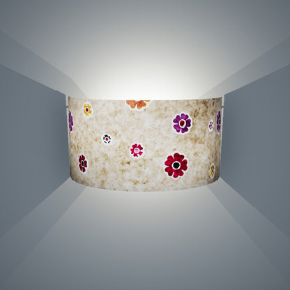 Wall Light - P35 - Batik Multi Flower on Natural, 36cm(wide) x 20cm(h) - Imbue Lighting