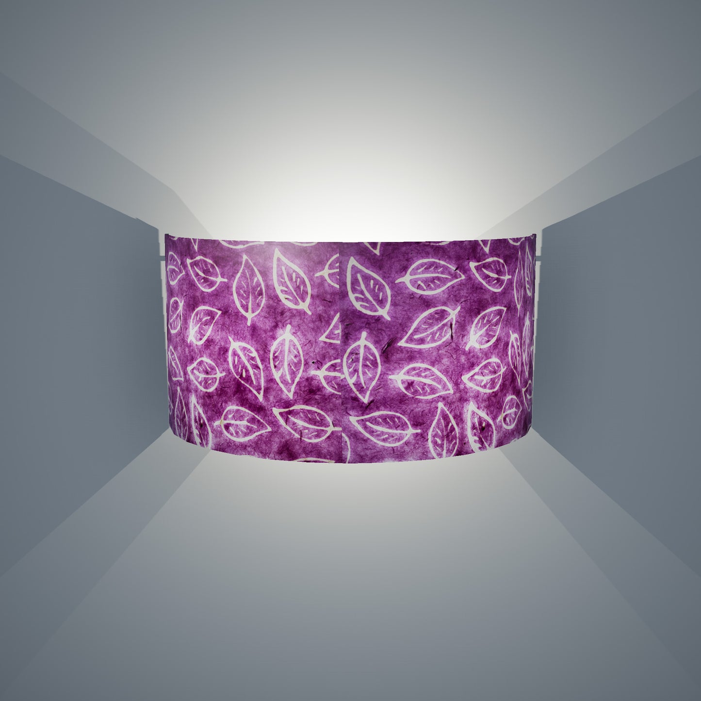 Wall Light - P68 - Batik Leaf on Purple, 36cm(wide) x 20cm(h)