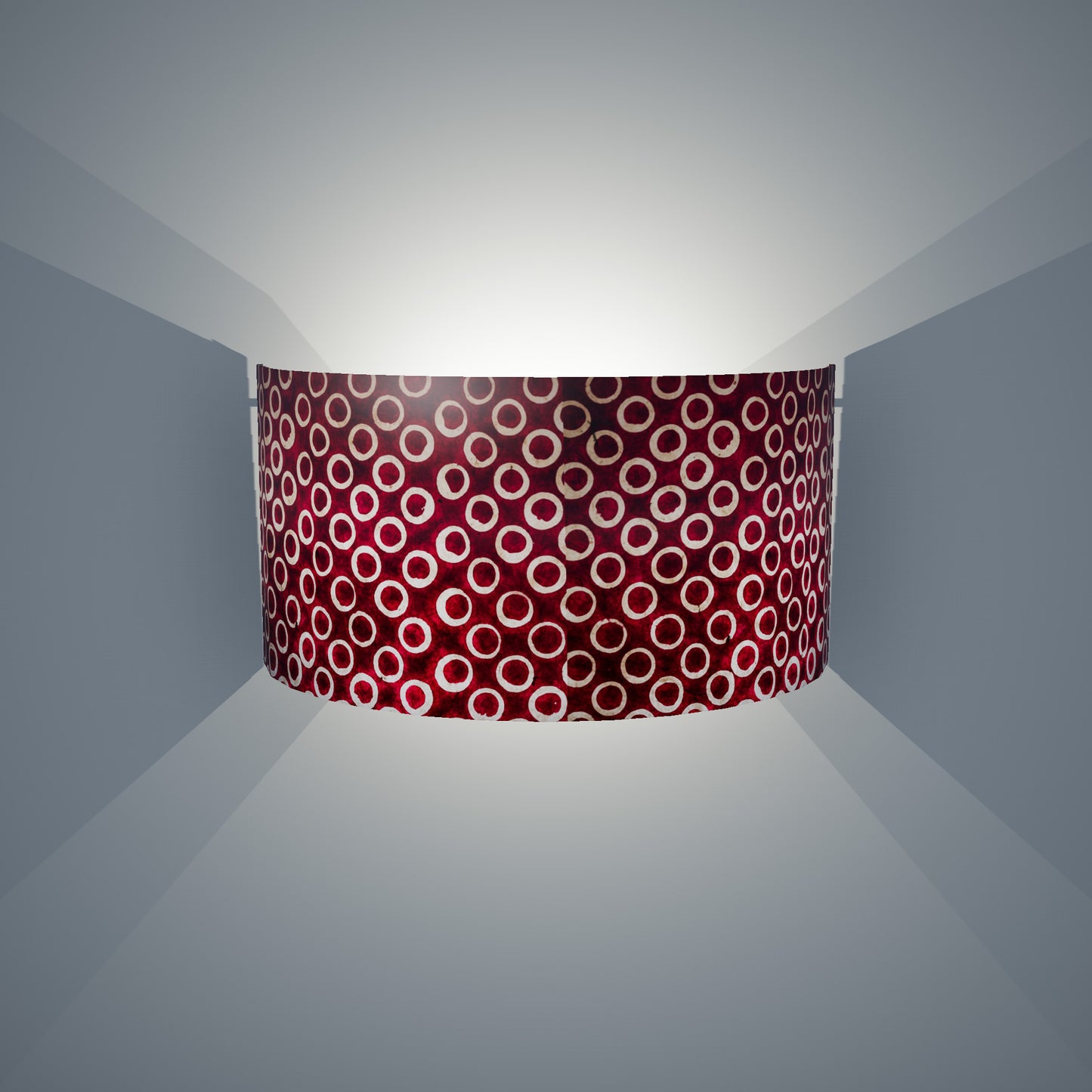 Wall Light - P73 - Batik Cranberry Circles, 36cm(wide) x 20cm(h)