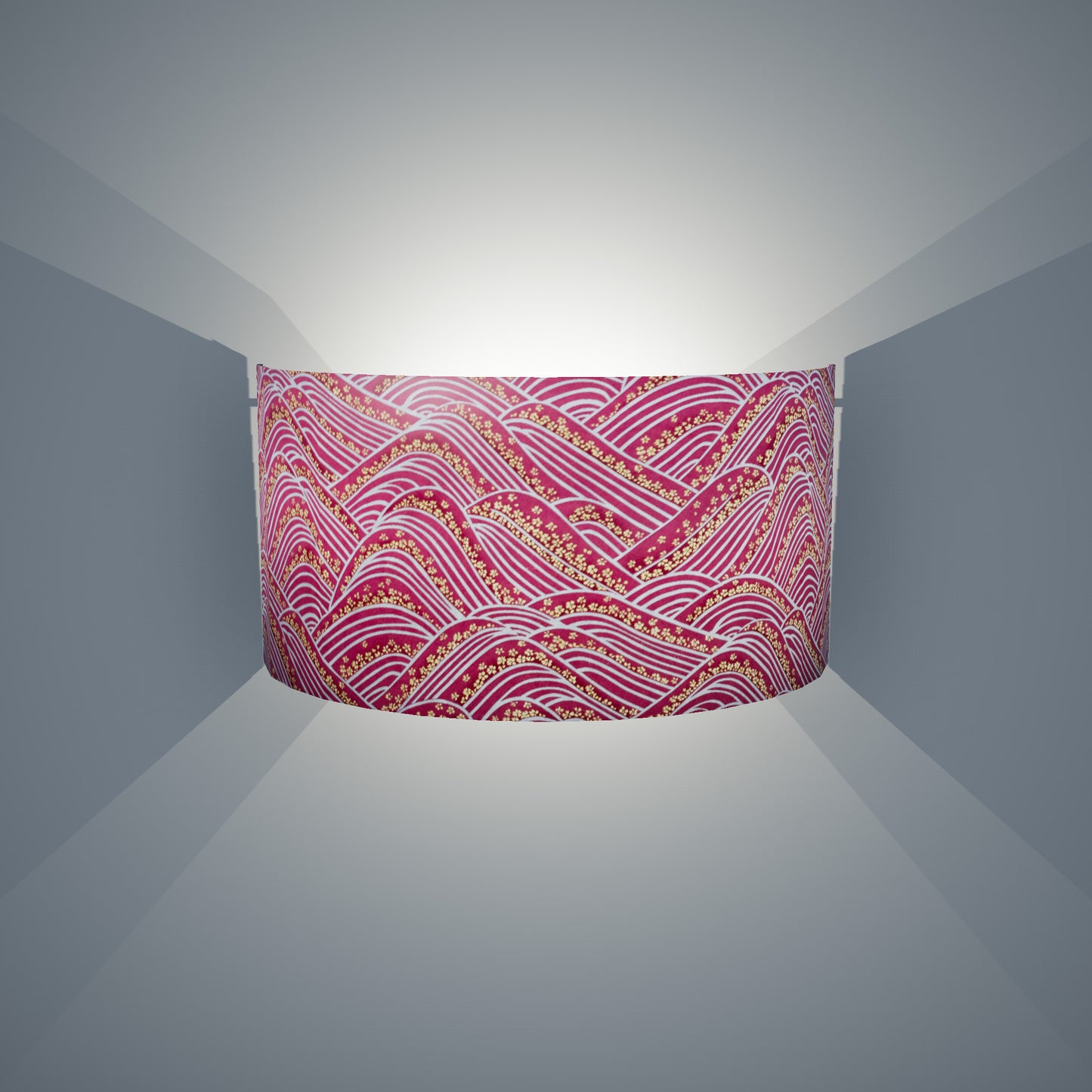 Wall Light - W04 - Pink Hills with Gold Flowers, 36cm(wide) x 20cm(h) - Imbue Lighting