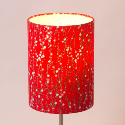 Drum Lamp Shade - W01 ~ Red Daisies, 20cm(d) x 20cm(h)