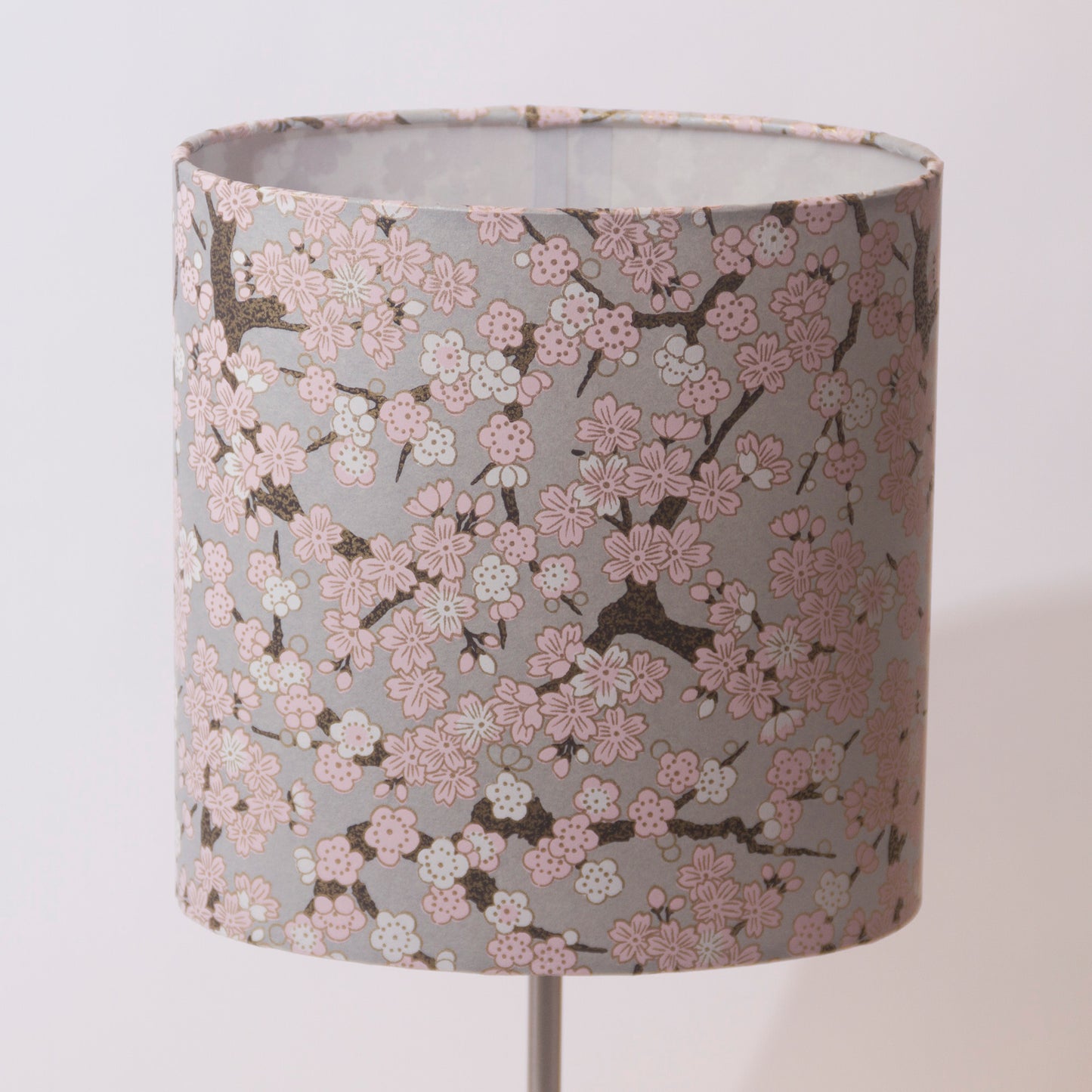 Conical Lamp Shade W02 - Pink Cherry Blossom on Grey, 15cm(top) x 30cm(bottom) x 22cm(height)