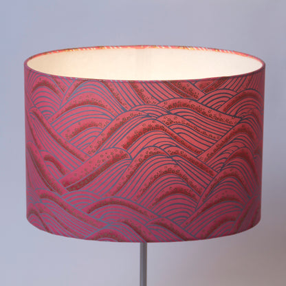 Oval Lamp Shade - W04 - Pink Hills with Gold Flowers, 30cm(w) x 20cm(h) x 22cm(d) - Imbue Lighting