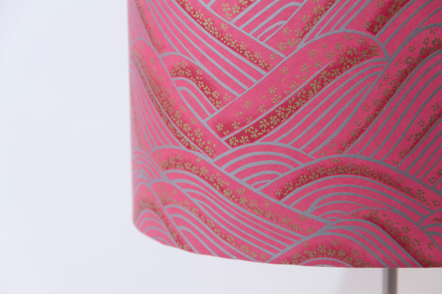 Square Lamp Shade - W04 ~ Pink Hills with Gold Flowers, 40cm(w) x 20cm(h) x 40cm(d)