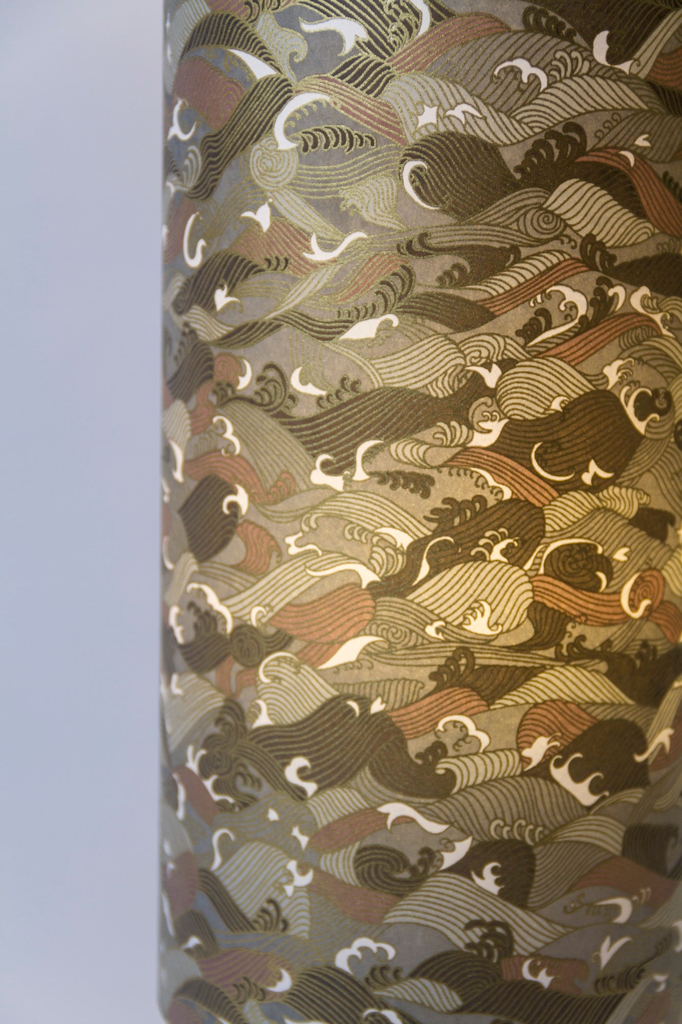 2 Tier Lamp Shade - W03 - Gold Waves on Greys, 30cm x 20cm & 20cm x 15cm