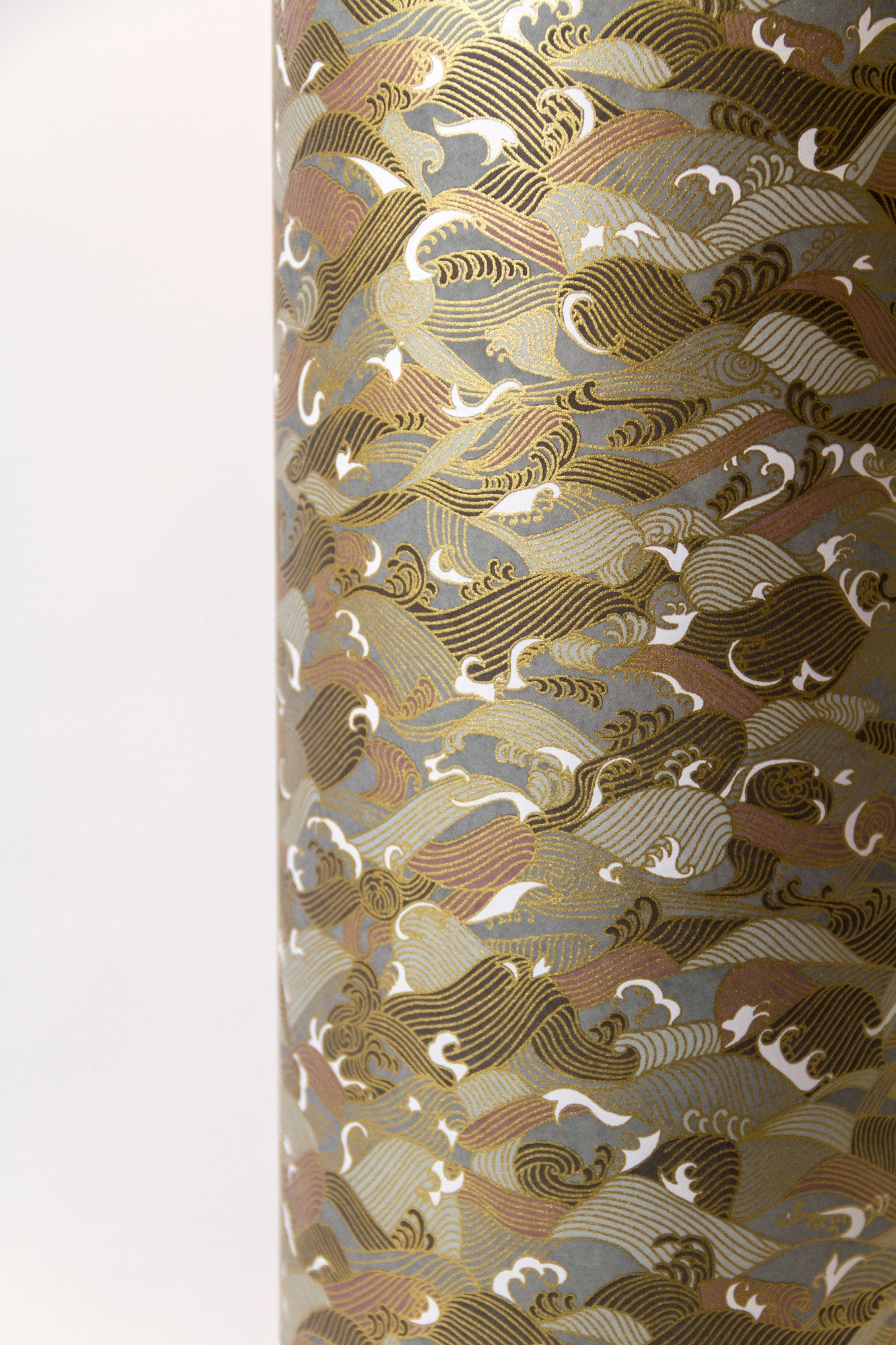 3 Tier Lamp Shade - W03 - Gold Waves on Greys, 40cm x 20cm, 30cm x 17.5cm & 20cm x 15cm