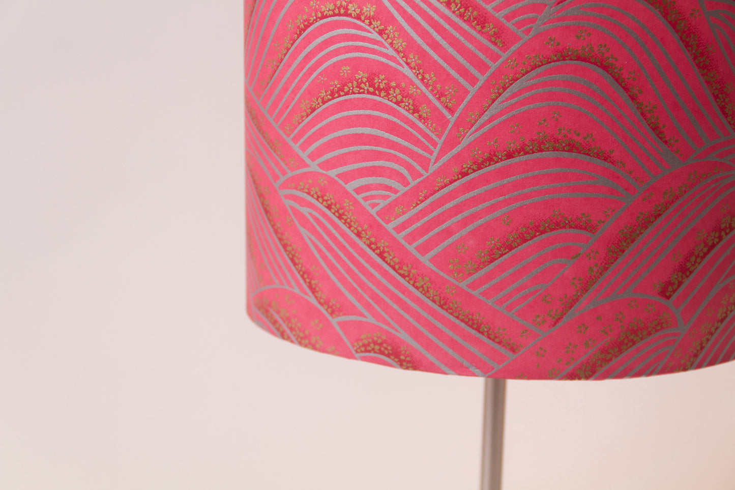 Oval Lamp Shade - W04 - Pink Hills with Gold Flowers, 20cm(w) x 20cm(h) x 13cm(d) - Imbue Lighting