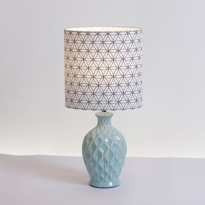 Yarra Ceramic Table Lamp Duckegg Blue - Oval Lampshade in B108 ~ Flower of Life