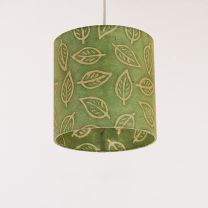 Drum Lamp Shade - P29 - Batik Leaf on Green, 20cm(d) x 20cm(h)