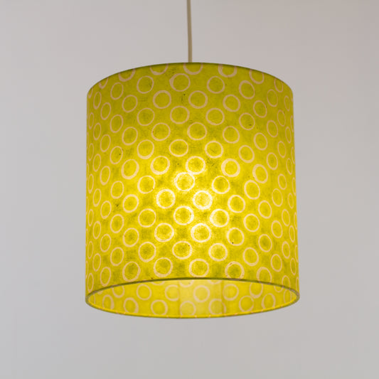 Drum Lamp Shade - P02 - Batik Lime Circles, 25cm x 25cm
